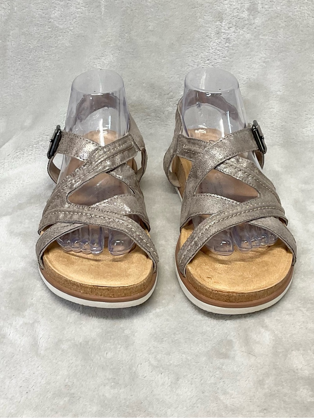 Clarks Women's Metallic Taupe Strappy Sandals - Picture 2 of 8